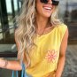 Yellow Cream Flower Graphic Casual Tank Top