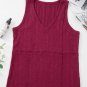 Red Dahlia Ribbed Textured Exposed Stitching Knit Tank Top