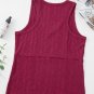 Red Dahlia Ribbed Textured Exposed Stitching Knit Tank Top