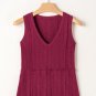 Red Dahlia Ribbed Textured Exposed Stitching Knit Tank Top