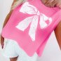 Sachet Pink Bow Print Boxy Fit Tank Top