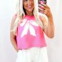 Sachet Pink Bow Print Boxy Fit Tank Top
