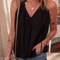 Black Pinched V Neck Tie Loose Tank Top