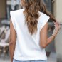 White Cuffed Armhole Loose Tank Top