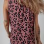 Brown Leaf Print Lace Up V Neck Crinckled Tank Top
