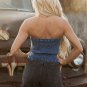 Sail Blue Vintage Bow Front Smocked Back Denim Tube Top