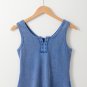 Sky Blue Mineral Wash Ribbed Notch Neck Tank Top