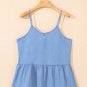 Sky Blue Casual Ruffled Spaghetti Straps Denim Tank Top