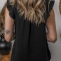 Black Ruffled Shoulder V Neck Shift Tank Top