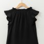 Black Ruffled Shoulder V Neck Shift Tank Top