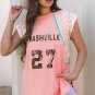 Light Pink Vintage Nashville Printed Patchwork Tank Top
