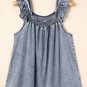 Ashleigh Blue Ruffled Shirred Neckline Sleeveless Denim Tank Top