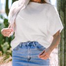 White Fuzzy Eyelet Knitted Sweater T Shirt