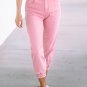 Pink Acid Wash Elastic Cuffed High Waist Jeans