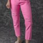 Pink Star Shape Patchwork Mid Waist Straight Leg Jeans