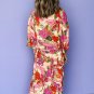 Pink Floral Allover Print Open Front Belted Duster Kimono