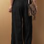 Black Textured Wide Smocked Waist Loose Pants