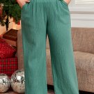Smoke Green Plus Size Textured Frayed Edge Wide Leg Pants