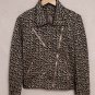 Leopard Zipped Notch Collar Short Jacket