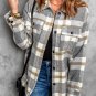 Brown Plaid Print Pocket Women Shacket