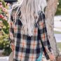 Black Oversize Rounded Hem Plaid Shacket with Slits