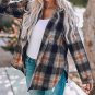 Black Oversize Rounded Hem Plaid Shacket with Slits