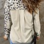 Apricot Leopard Print Detail Pocketed Corduroy Jacket