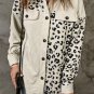 Apricot Leopard Print Detail Pocketed Corduroy Jacket