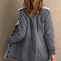 Gray Lapel Collar Button Fleece Jacket