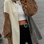 Gray Color Block Leopard Patched Corduroy Shacket
