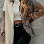 Gray Color Block Leopard Patched Corduroy Shacket