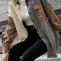 Gray Color Block Leopard Patched Corduroy Shacket