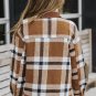 Brown Pocketed Buttoned Plaid Shirt Jacket
