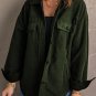 Green Turn Down Collar Buttoned Shirt Jacket
