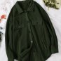 Green Turn Down Collar Buttoned Shirt Jacket