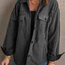 Gray Turn Down Collar Buttoned Shirt Jacket