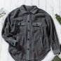 Gray Turn Down Collar Buttoned Shirt Jacket