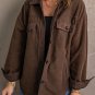 Brown Turn Down Collar Buttoned Shirt Jacket