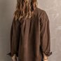 Brown Turn Down Collar Buttoned Shirt Jacket