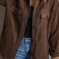 Brown Turn Down Collar Buttoned Shirt Jacket