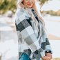 Gray Plaid Color Block Buttoned Long Sleeve Jacket with Pocket