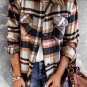 Geometric Plaid Print Pocketed Shacket