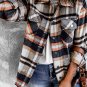 Geometric Plaid Print Pocketed Shacket