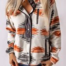 Gray Western Aztec Snap Buttoned Fleece Jacket