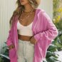 Rose Thermal Waffle Knit Full Zipper Hooded Jacket