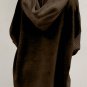 Dark Brown Button Up Contrast Knitted Sleeves Hooded Jacket