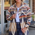 Multicolor Aztec Print Button-Up Oversized Jacket