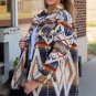 Multicolor Aztec Print Button-Up Oversized Jacket