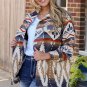 Multicolor Aztec Print Button-Up Oversized Jacket