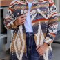 Multicolor Aztec Print Button-Up Oversized Jacket